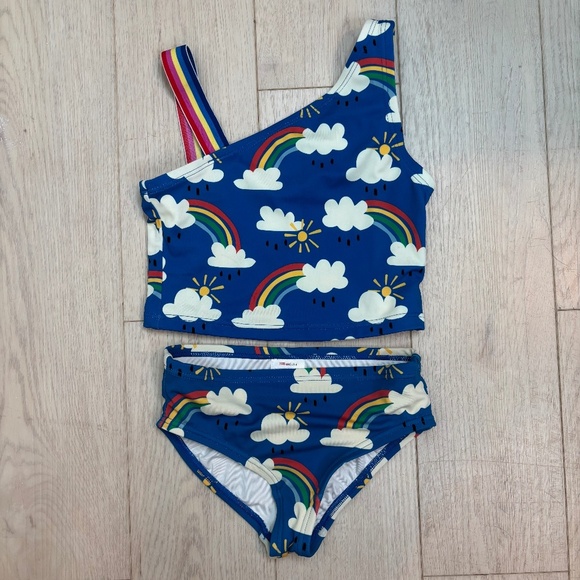 Hanna Andersson Bikini 4 Rainbow Blue Tankini Beach Resort Pool Summer Classic - Picture 1 of 9